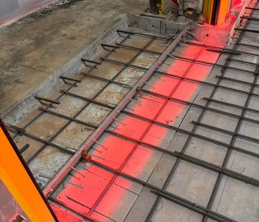Concrete subgrade rebbared in grid pattern